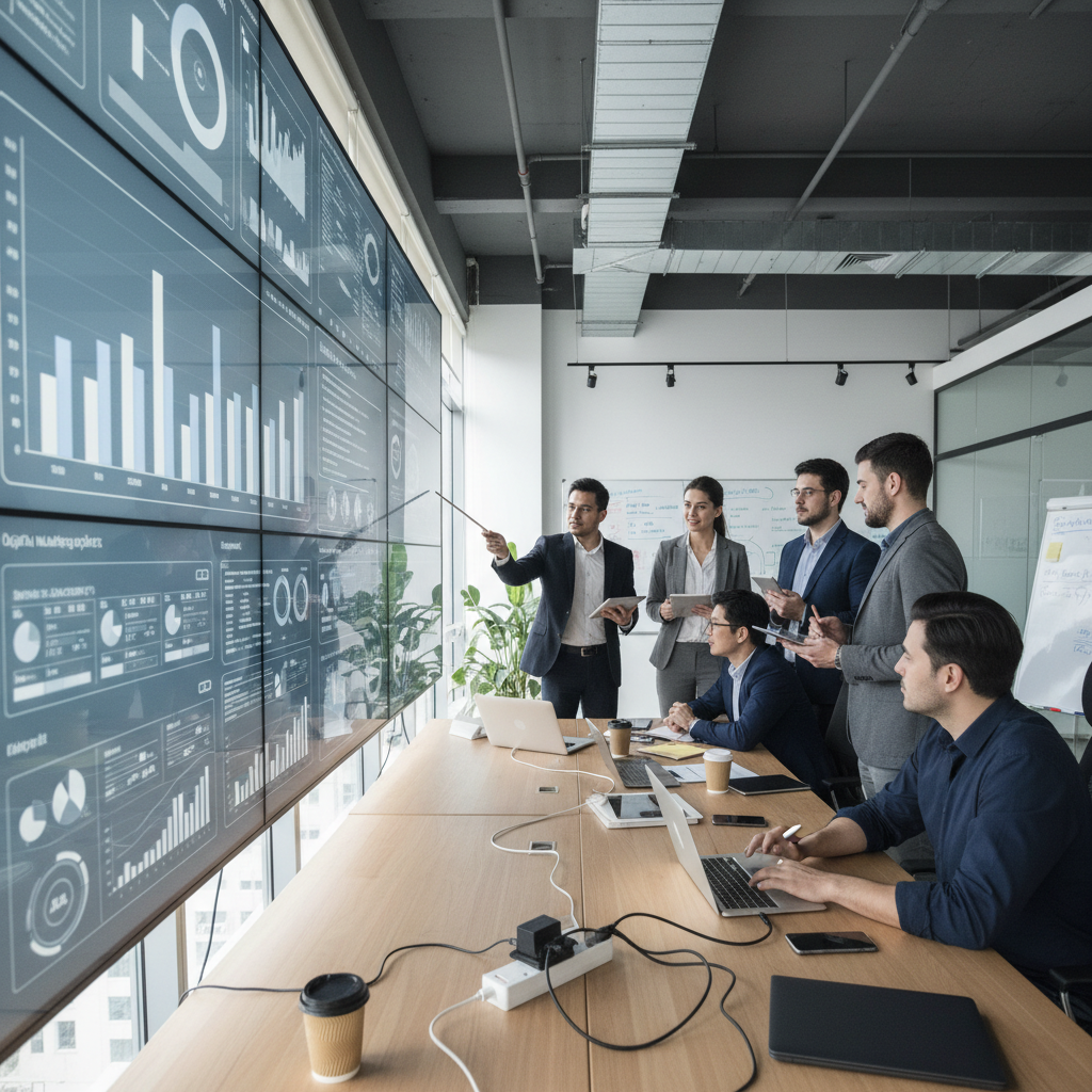 Professional team working on digital marketing strategy and technology solutions