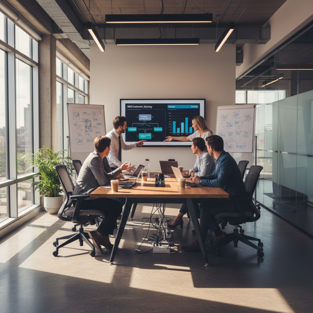 Tech team collaborating on digital strategy at Teknowlogy